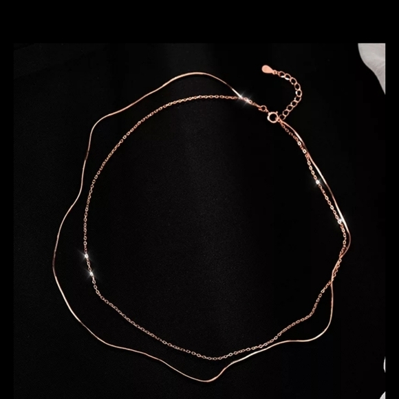 NEW 18k Rose Gold Plated Double Layer Necklace - Picture 8 of 10